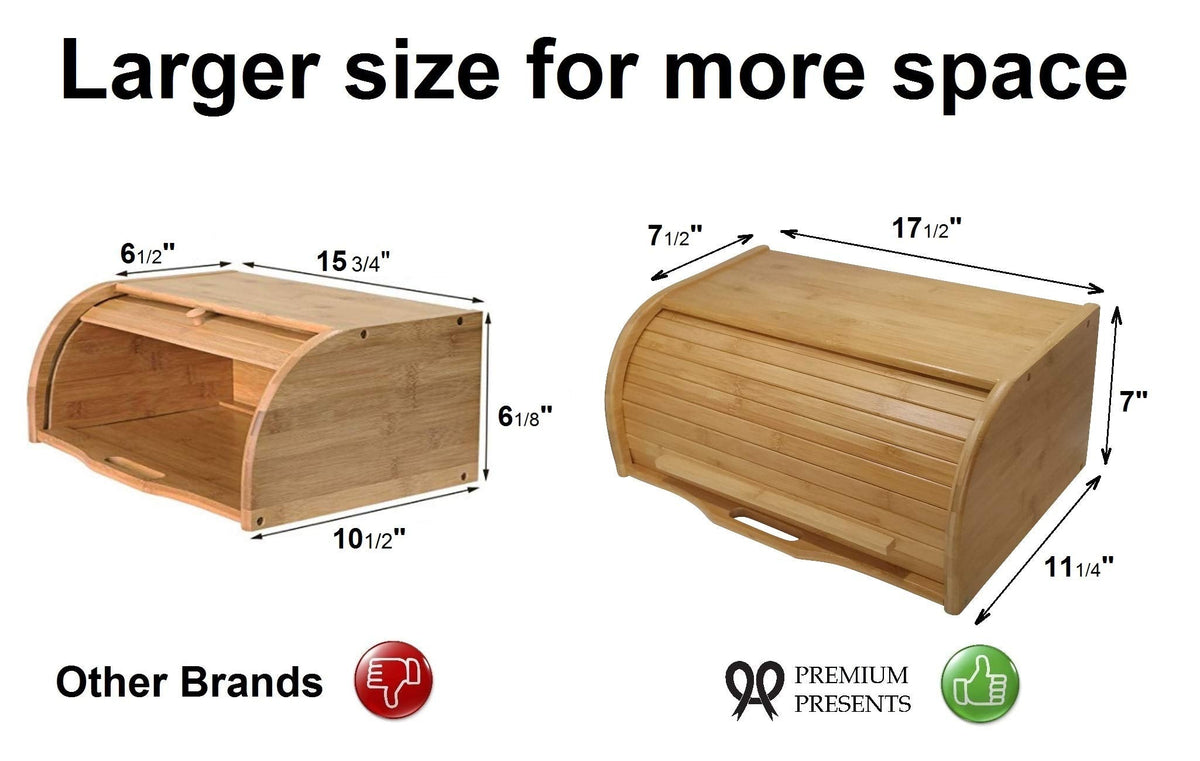 Large bread basket wooden box storage boxes kitchen counter organizer, roll top breadbox. bread boxes countertop.