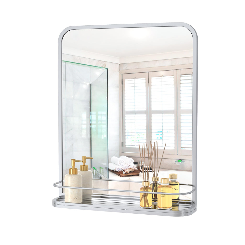 Sliver Bathroom Mirror with Shelf Vanity Mirror