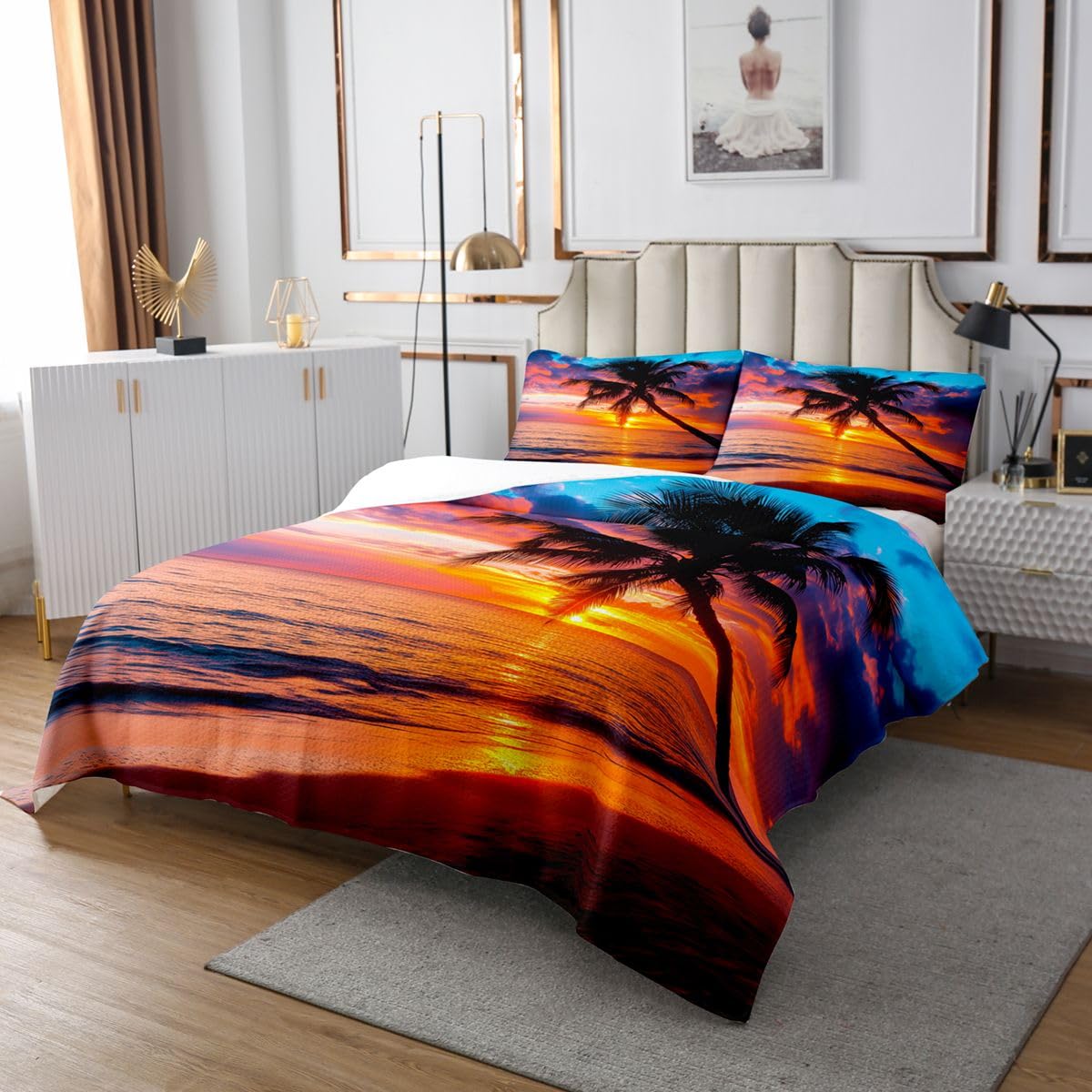 Beach Sunset Quilts, 2 Piece Luxury Bedspreads