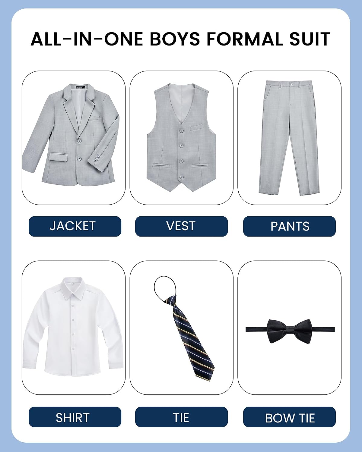 Boys Suits Pieces Slim Fit Formal Kids Suit Tuxedo Wedding Ring Bearer Outfit with Adjustable Waist