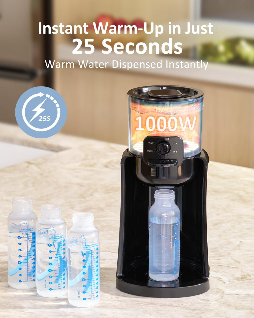 Water Warmer for Baby Formula with Night Light,Bottle Warmer,Black