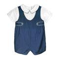 Baby Boys' Shortall with Pintucks and Side Tabs, Navy