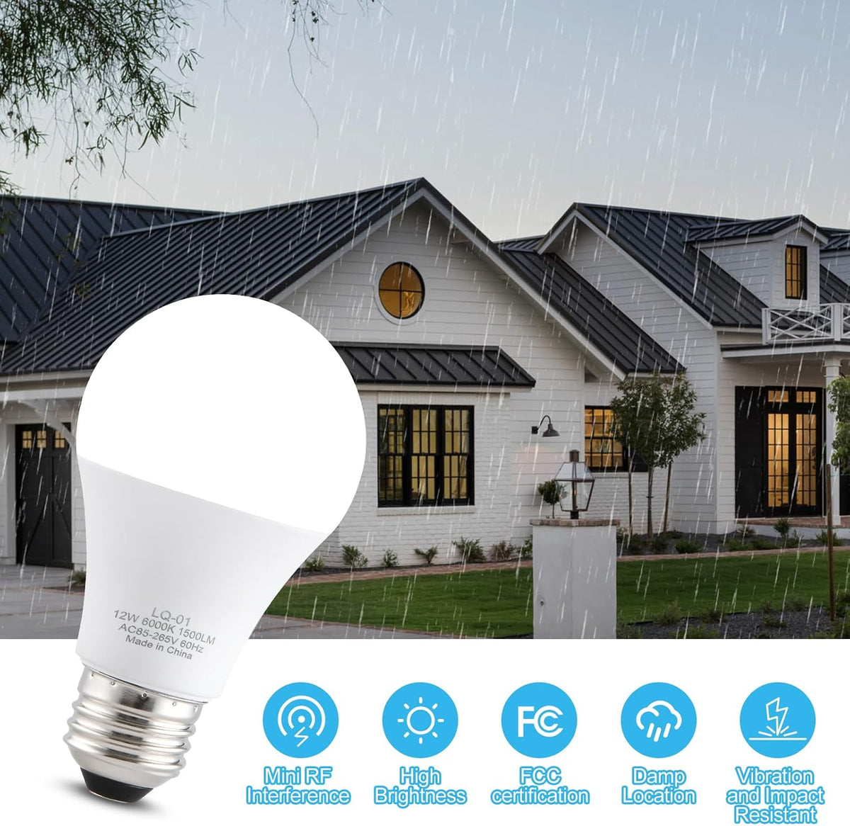 4PK Garage Door Opener Light Bulbs, 1500LM Ultra Bright, Minimize Interference, Compatible with Most Garage Door