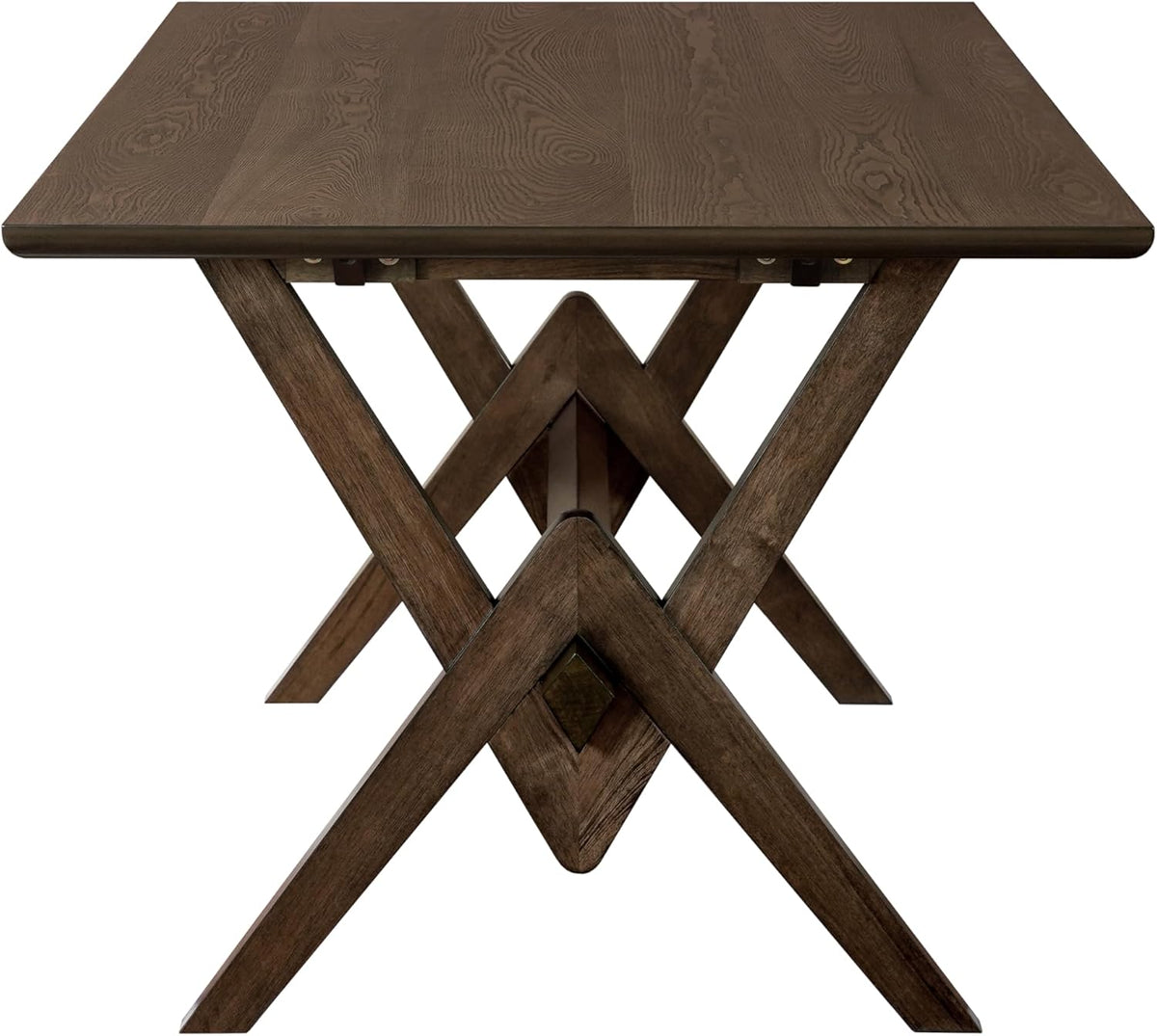 Farmhouse Dining Table for 6, 63 Inch Rectangular Wooden Kitchen Table with Double V Base, Rustic Dining Table with