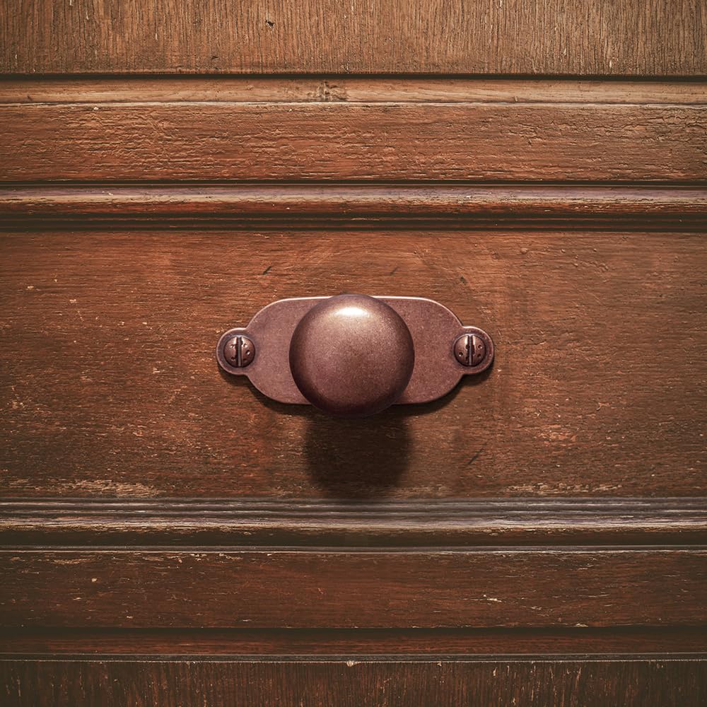 Antique Copper Zinc Alloy Cabinet Knob with Backplate - Single Hole Center Cabinet Pull Hardware , 6 Pack(8611-G013)