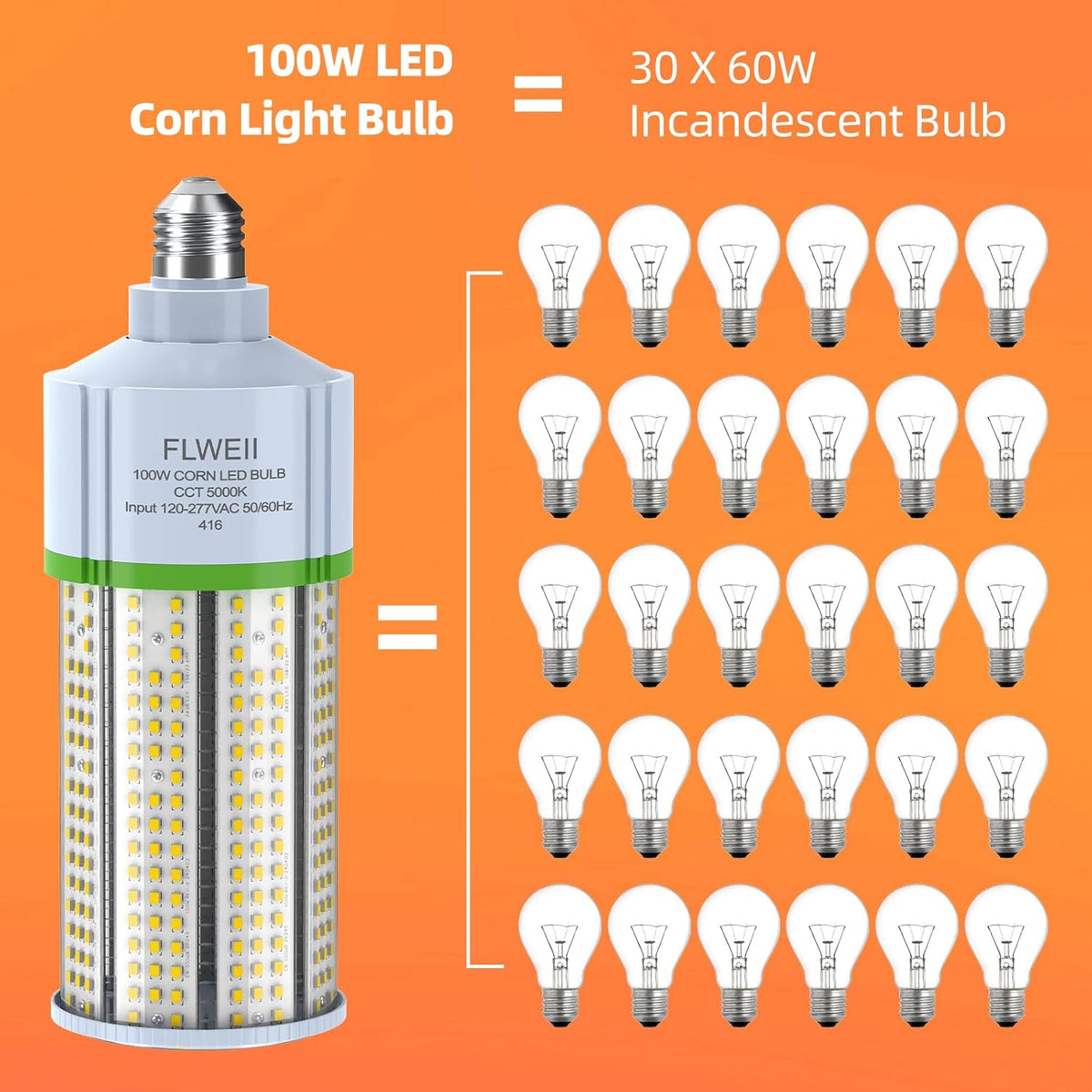 100W LED Corn Light Bulb, E26/E39 led Bulb Large Mogul Base, 110/277v 5000K Daylight White Lamp, 13500 Lumen