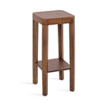Inspired Saarinen Style Talcott Modern Square Wood Drink Table, 12 x 12 x 28, Walnut Brown, Transitional Decorative Two-Tier Pedestal Table