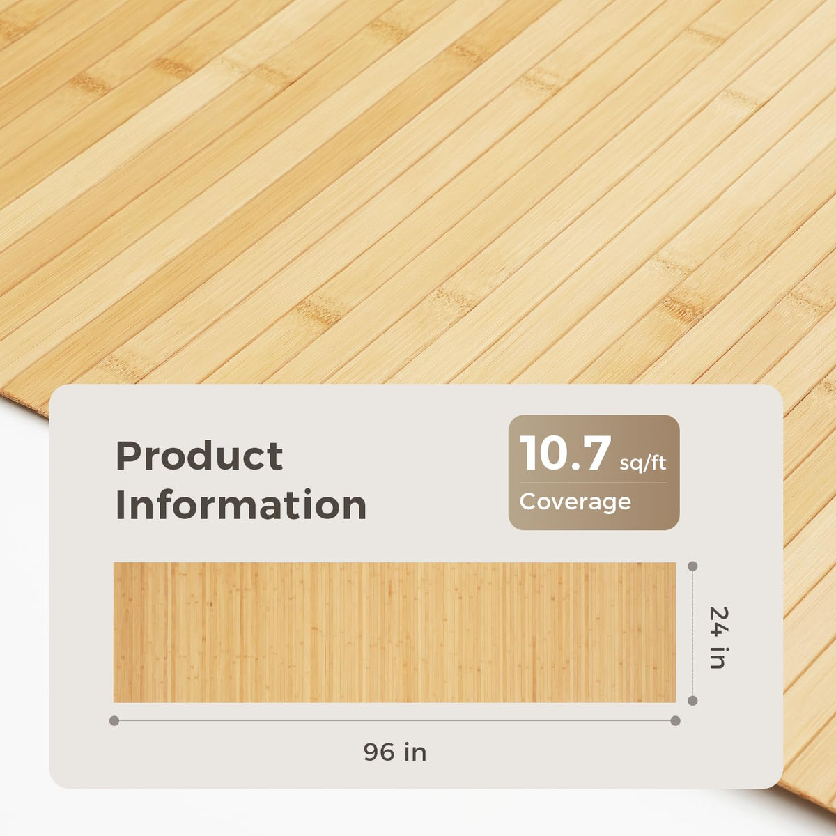 1 Pack 96x24 Inch Natural Bamboo Wall Panel