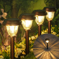 8 Pack Solar Lights Outdoor, Stainless Steel Glass Solar Pathway Lights, Auto On/Off Long-Lasting Waterproof Garden