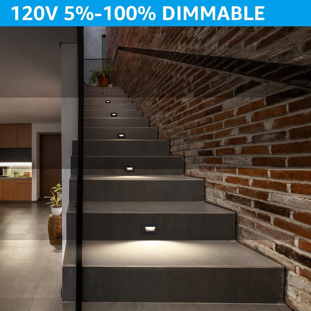 5CCT 120V LED Step Lights, Horizontal, Black
