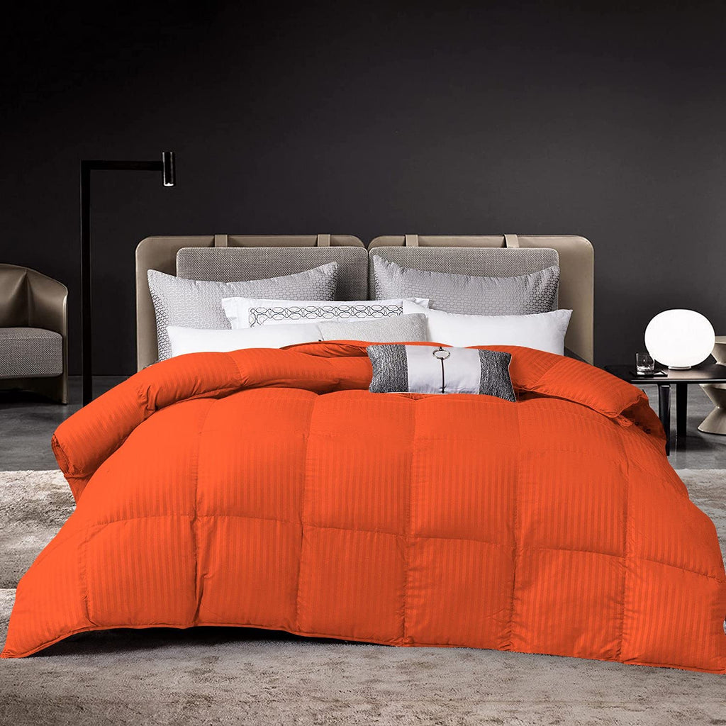 3 Piece Damask Stripe Comforter Set, 100% Egyptian Cotton Cover | 500 GSM Filling | 1000 Thread Count - Full/Queen