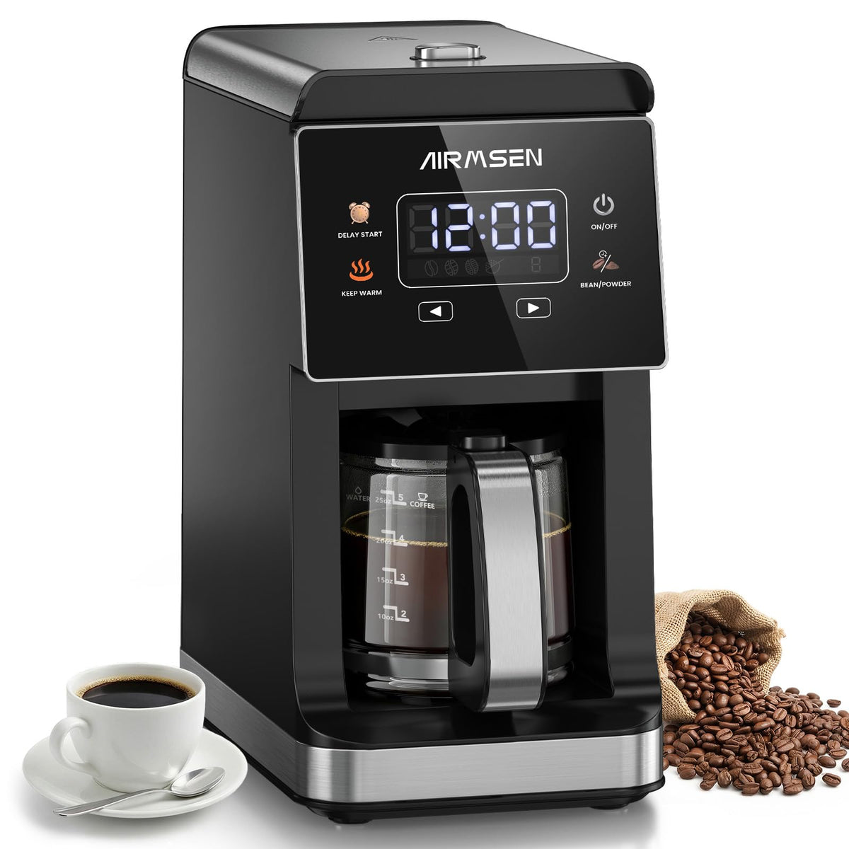 Coffee Maker with Grinder, 5-Cup Grind and Brew, Programmable
