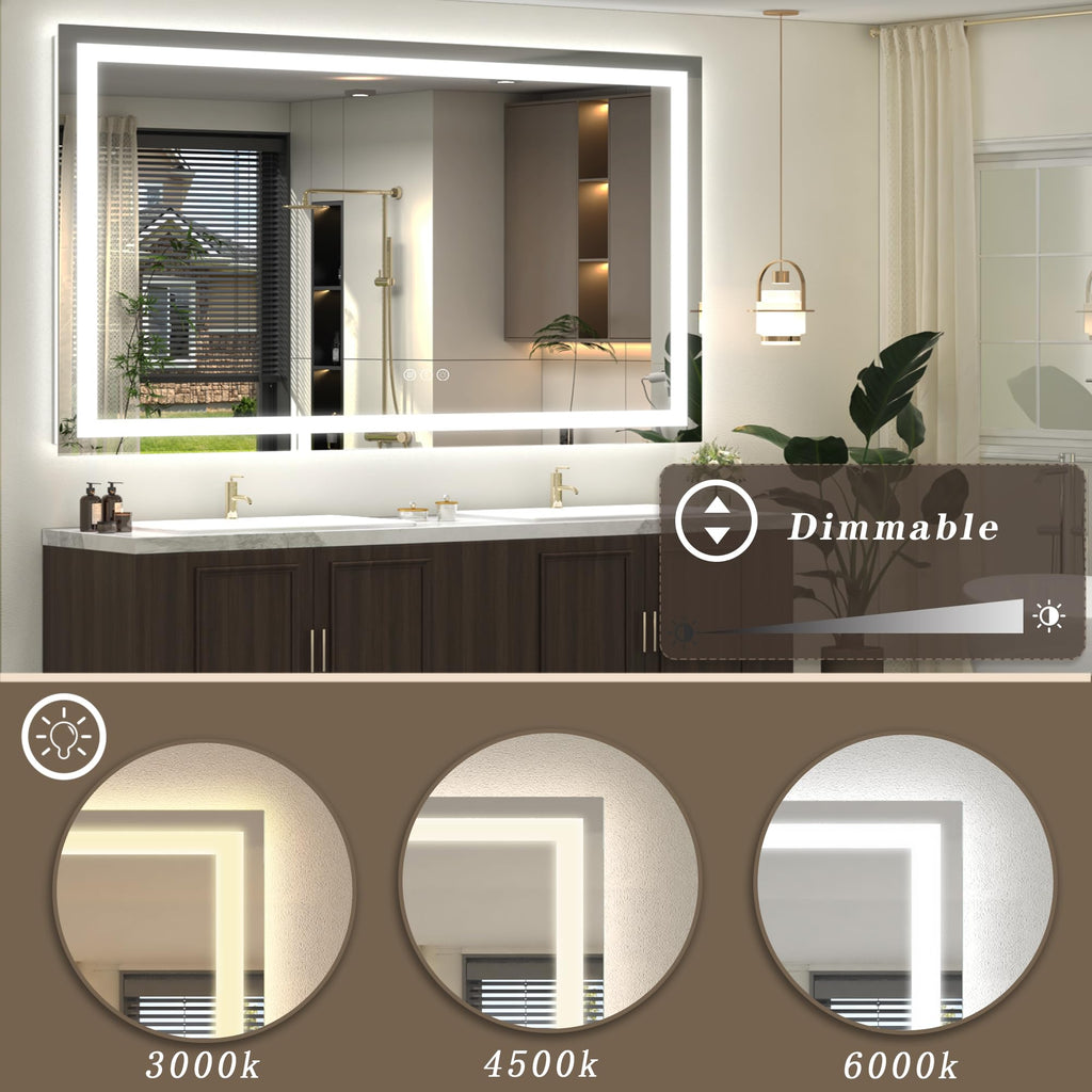 60x36 LED Lighted Bathroom Mirror for Vanity Wall