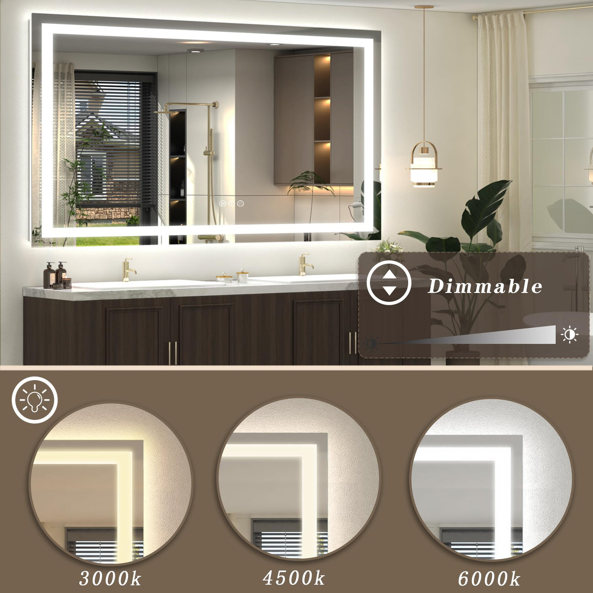 60x36 LED Lighted Bathroom Mirror for Vanity Wall