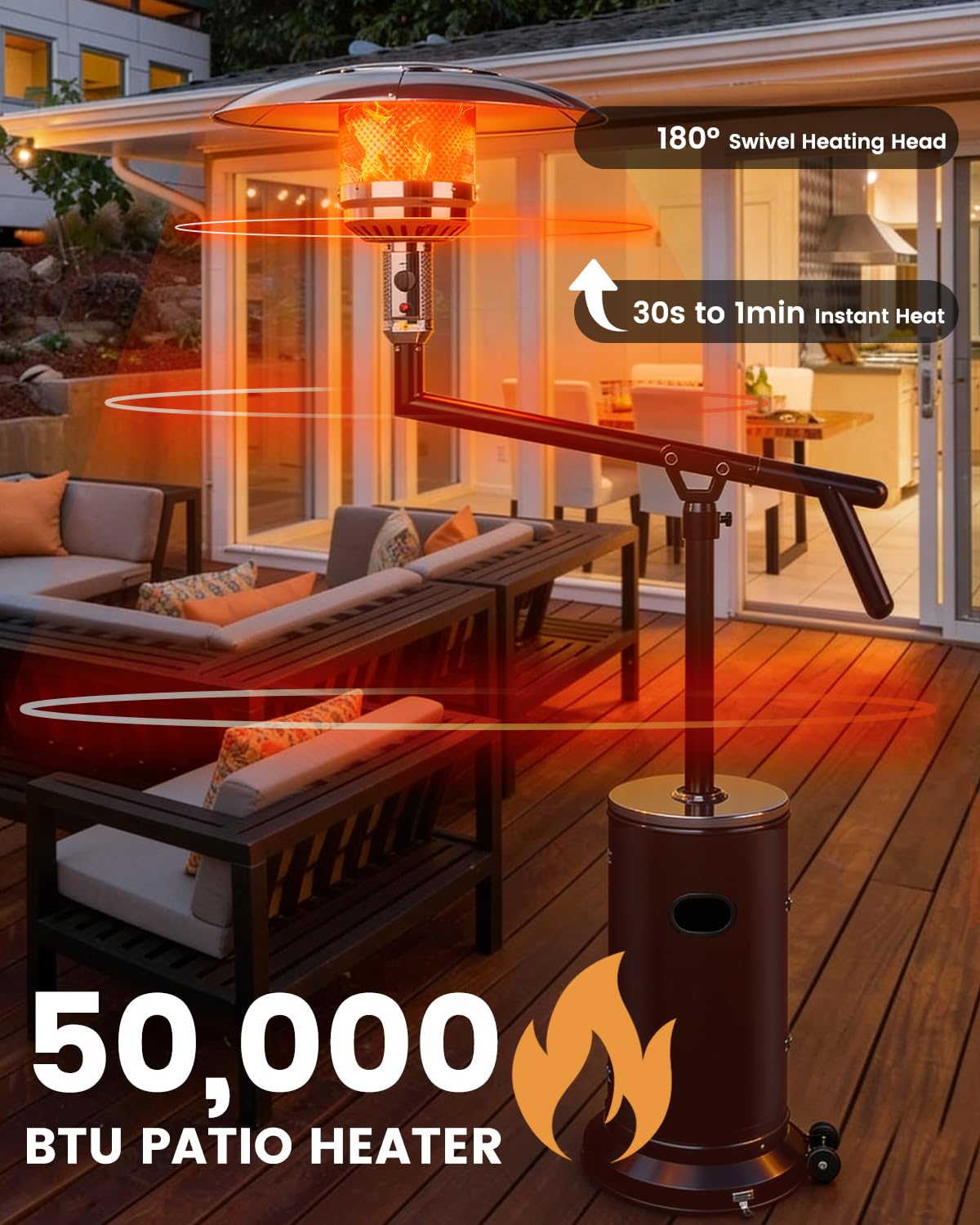 Perfect Position Pyramid Patio Heater, Outdoor Heater with Swivel Arm