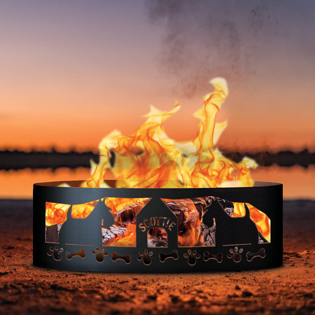 Scottie Unpainted 12 in. Tall 48 in. Diameter Outdoor Fire Ring - 48 x 48 x 12 in. - Rustic Black Color