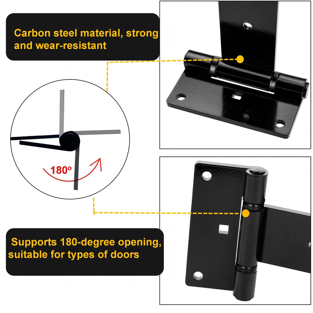 12 Inch Heavy Duty T Strap Hinges, Thickened Solid Steel