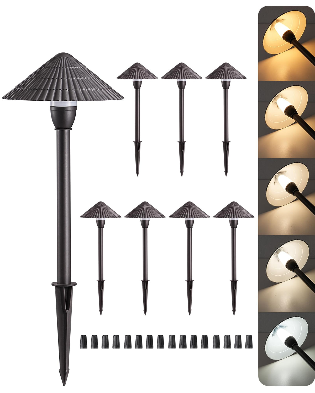 Low Voltage Landscape Lighting, LED 5CCT Pathway Lights 8 Pack