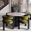 Modern Dining Chairs Set of 4, Upholstered Velvet Barrel Accent Chairs with Backrest & Arms, Wide and Thicker Padded