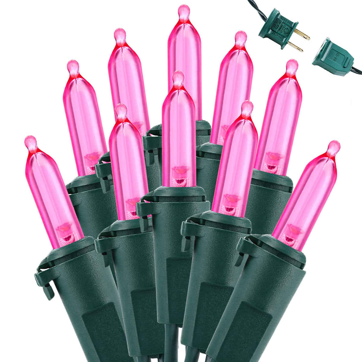 Pink Christmas String Lights Connectable, 33 ft 100 LED Tree Light