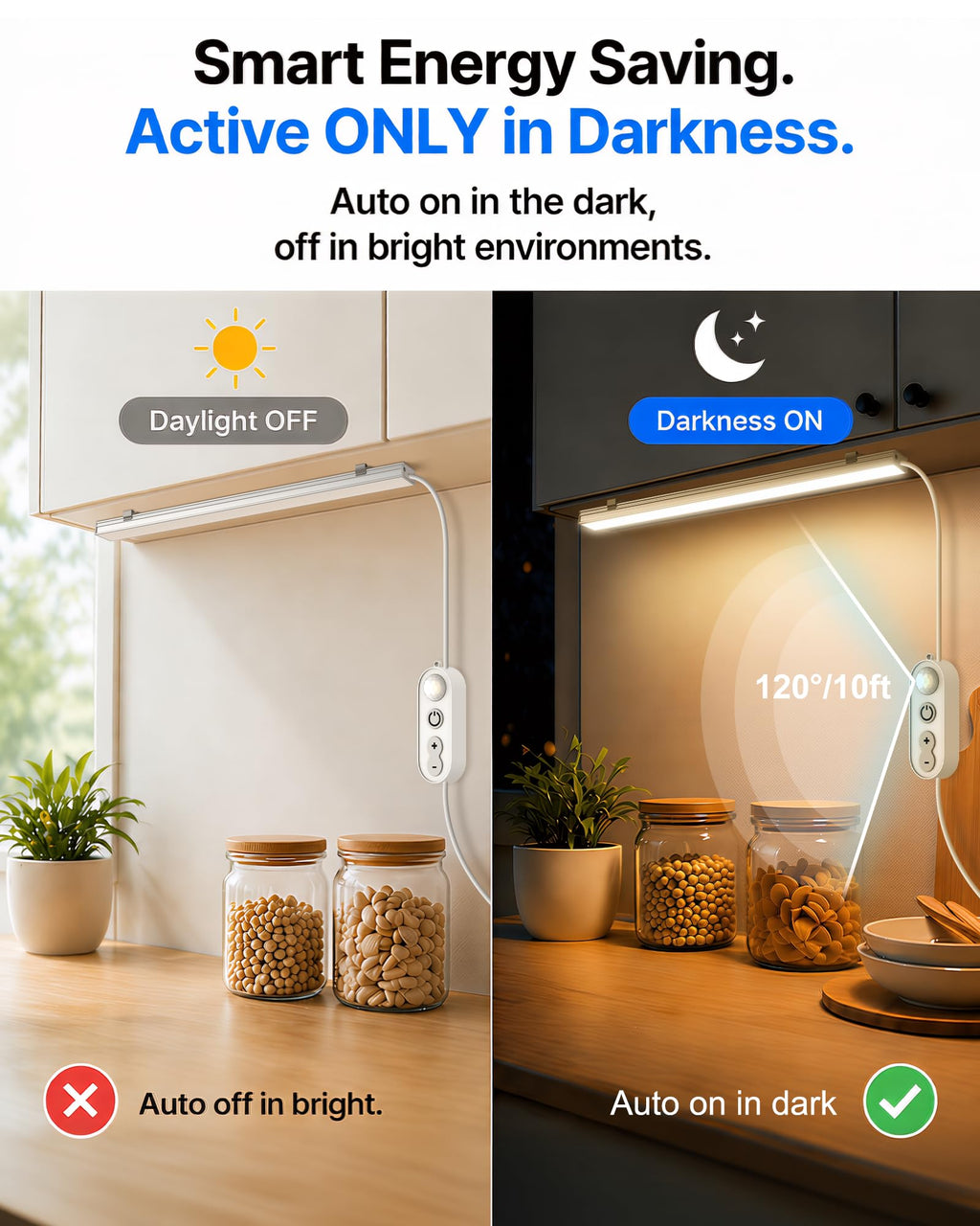 Motion Sensor Cabinet Lighting, 4500K Daylight, 3 Pack 12 inch Linkable