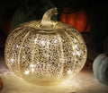 Decorations, Mercury Glass Pumpkin Lights with Timer(Silver)