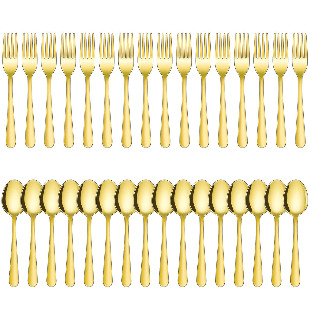 32-Piece Forks and Spoons Set, Premium Stainless Steel Silverware, Mirror Polished & Dishwasher Safe, Food Grade