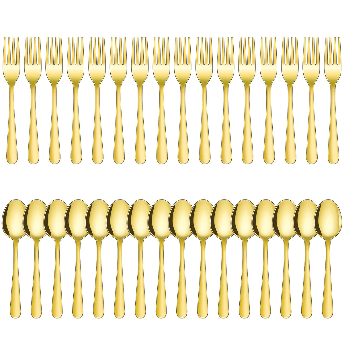 32-Piece Forks and Spoons Set, Premium Stainless Steel Silverware, Mirror Polished & Dishwasher Safe, Food Grade