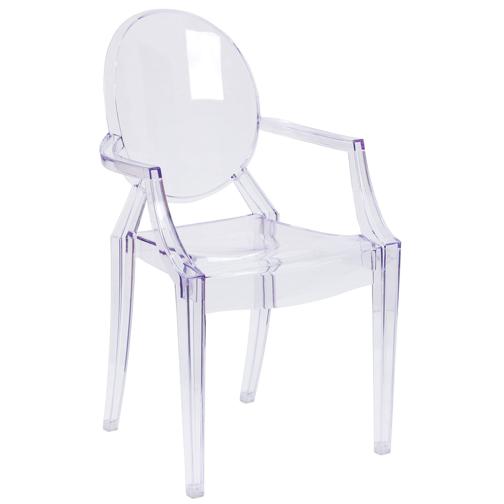 Ghost Chair with Arms, Transparent Crystal