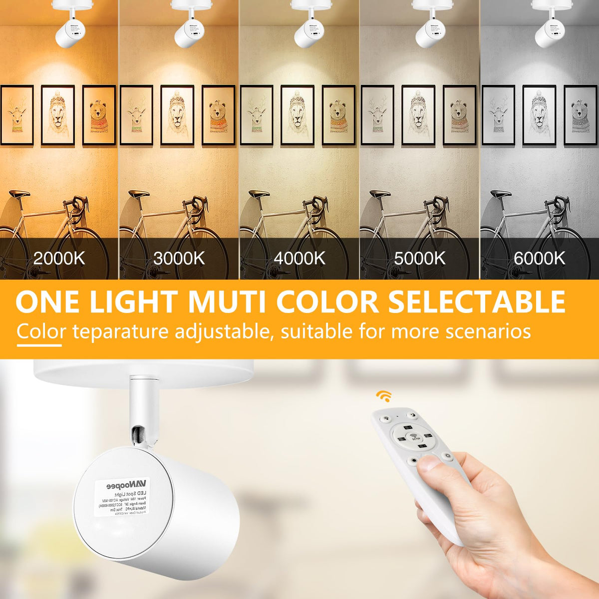 Remote Control Flush Mount Ceiling Spotlight Dimmable, 10W White