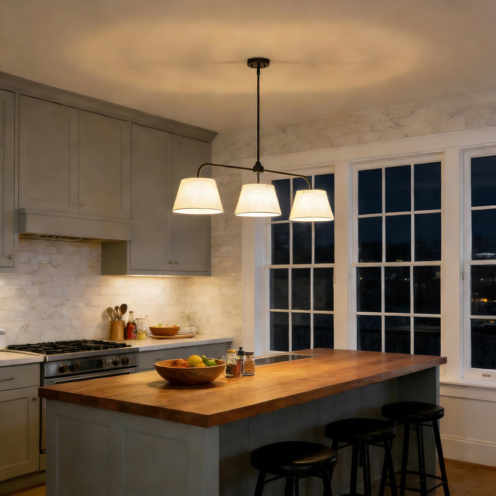 40" Linear Chandeliers, Black Kitchen Island Lighting