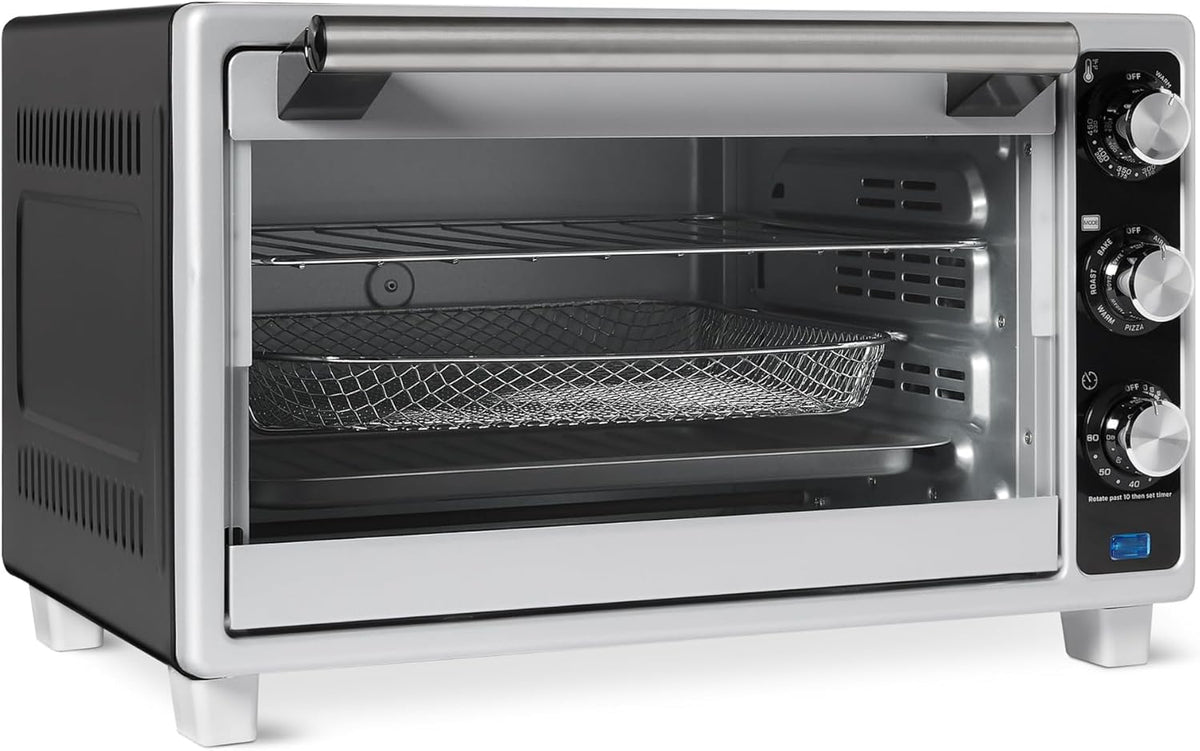 6-Slice 23-QT Toaster Oven with Built-In Air Fryer, 7-In-1 Cooking Options, 60-Min Timer & Adjustable Temperature