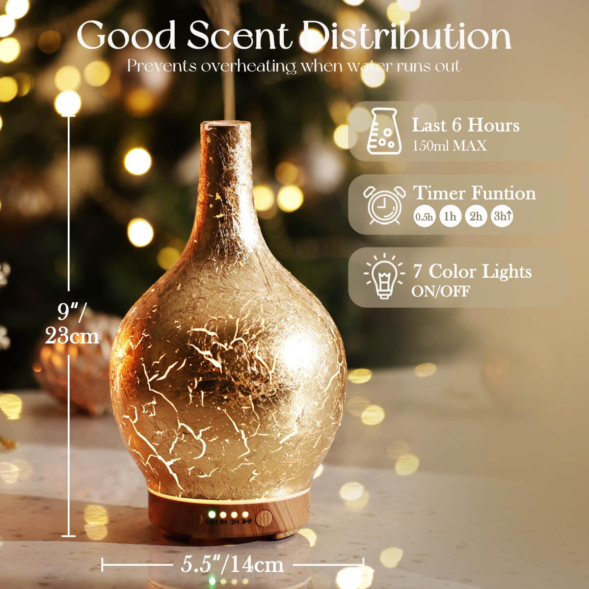 150ml Handmade Essential Oil Diffuser 6H Runtime