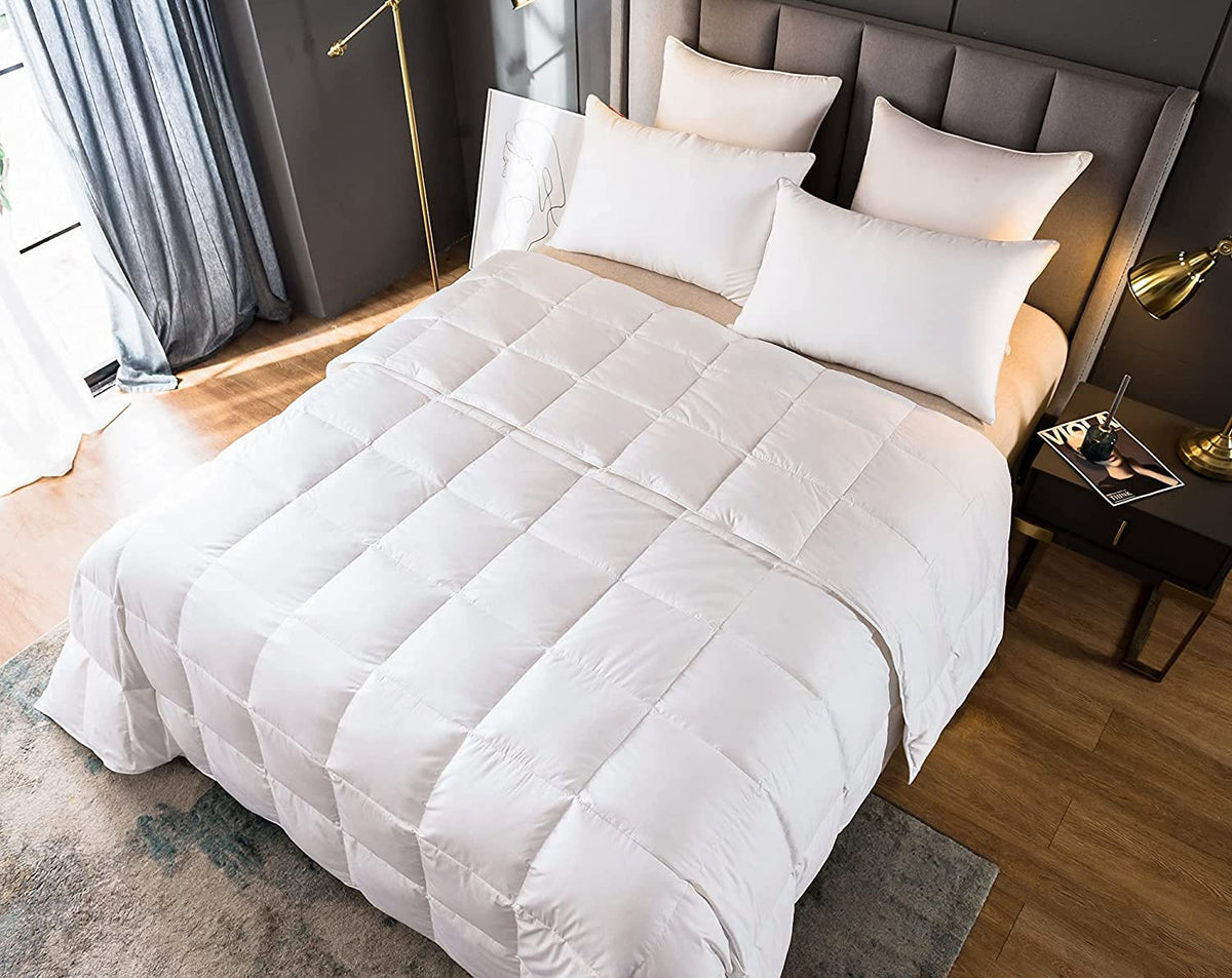 Lightweight White Goose Down Comforter Cooling Blanket Duvet Insert for Summer/Warm Weather, 750 Fill Power Ultra