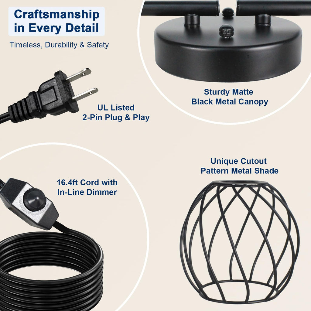 Plug-in Track Lighting Fixture Ceiling, Dimmable, Black, E26