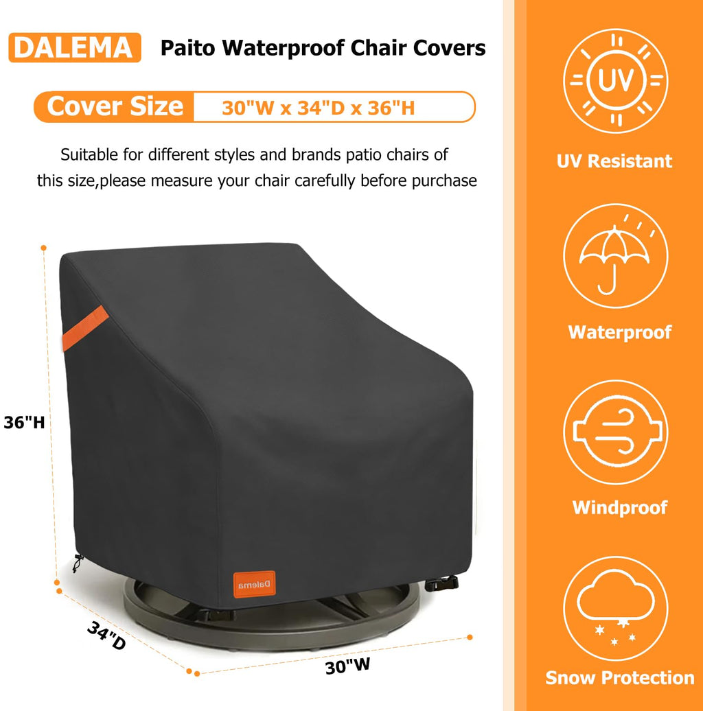 Outdoor Swivel Chair Cover 2 Pack, 600D Heavy Duty 100% Waterproof Outdoor Chair Covers, Patio Furniture Covers for