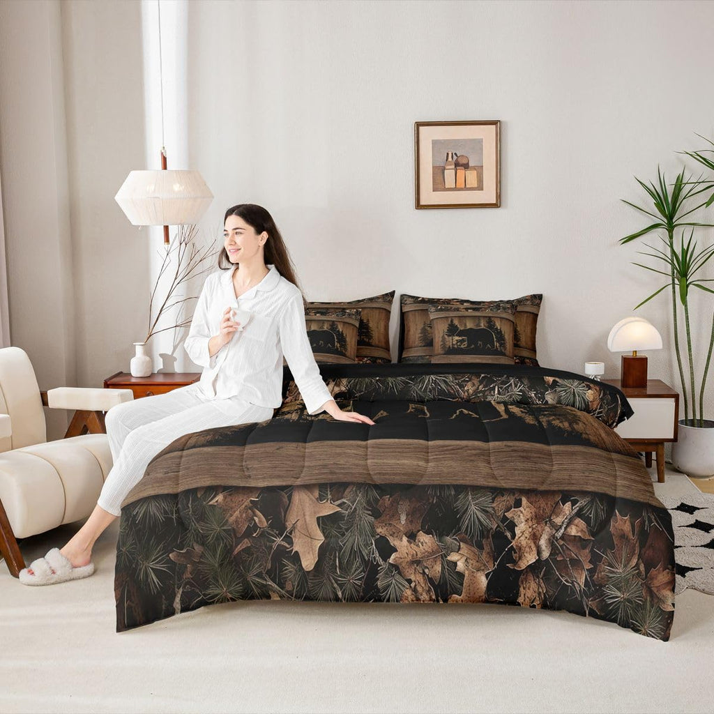 Farmhouse Black Bear Comforter Set with Sheets 7 Piece