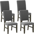 Dining Chairs Set of 4, Mid-Century Velvet Fabric Upholstered Chairs with Rubber Wood Legs, Thick Padded Seat