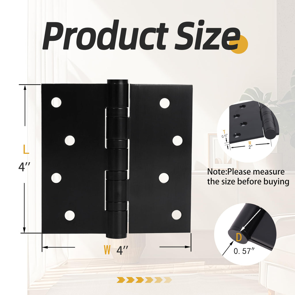18-Pack 4 inch X 4 inch Black Door Hinge Heavy Duty for Door