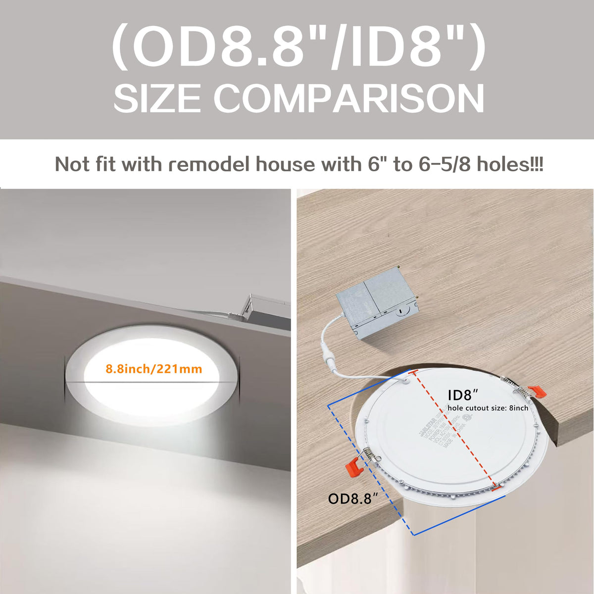 6‐Packs 8 Inch Recessed Light J‐Box, Ultra‐Thin Can‐Killer Canless