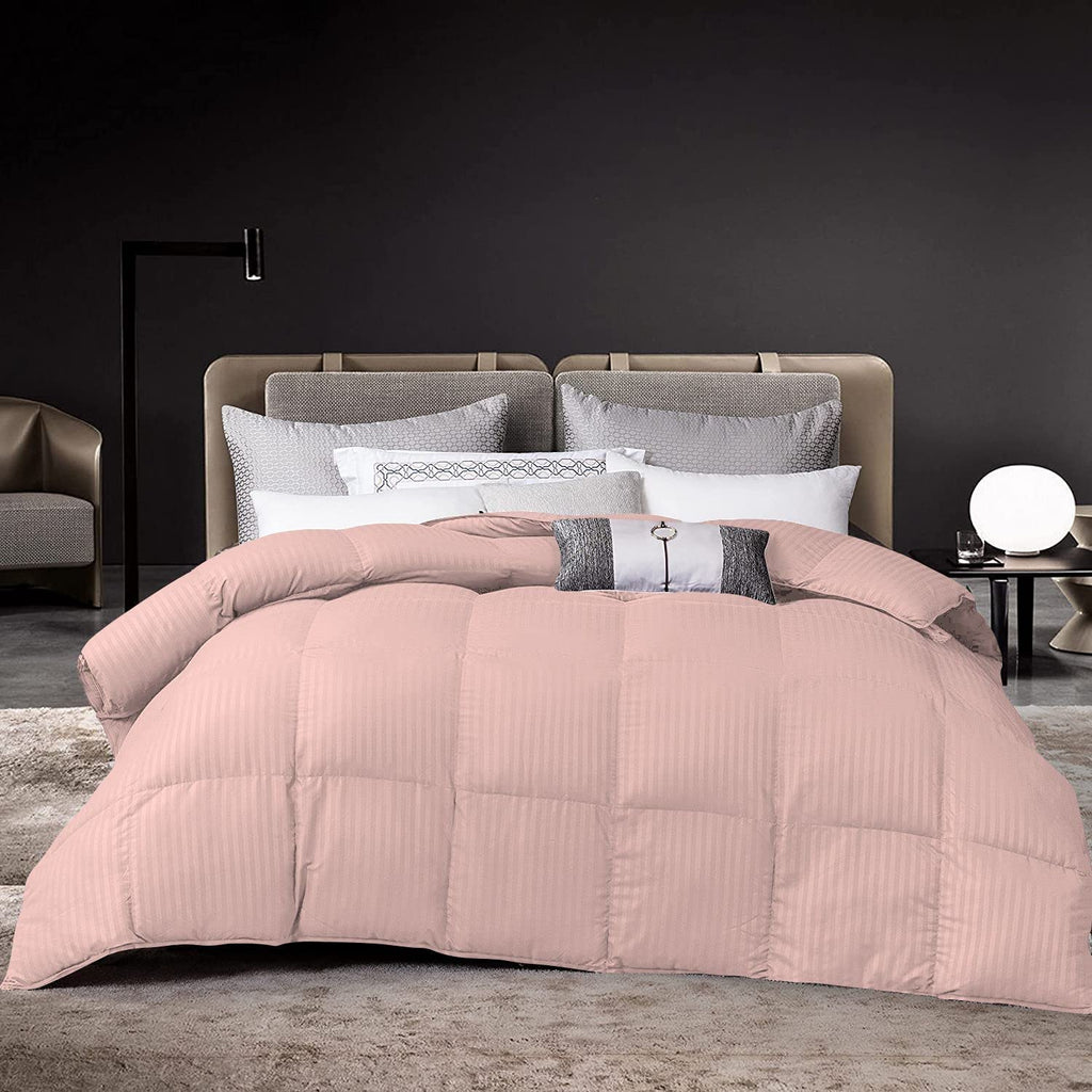 Luxurious 1000 Thread Count 5 Piece Comforter Set, 100% Egyptian Cotton Cover, Damask Stripe, 500 GSM Filling