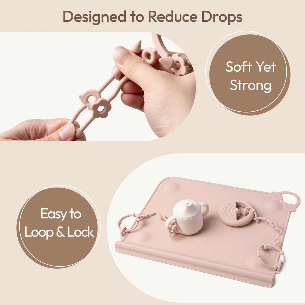 Silicone Suction Placemat for Baby: 4 Suction Bases Prevent Spills