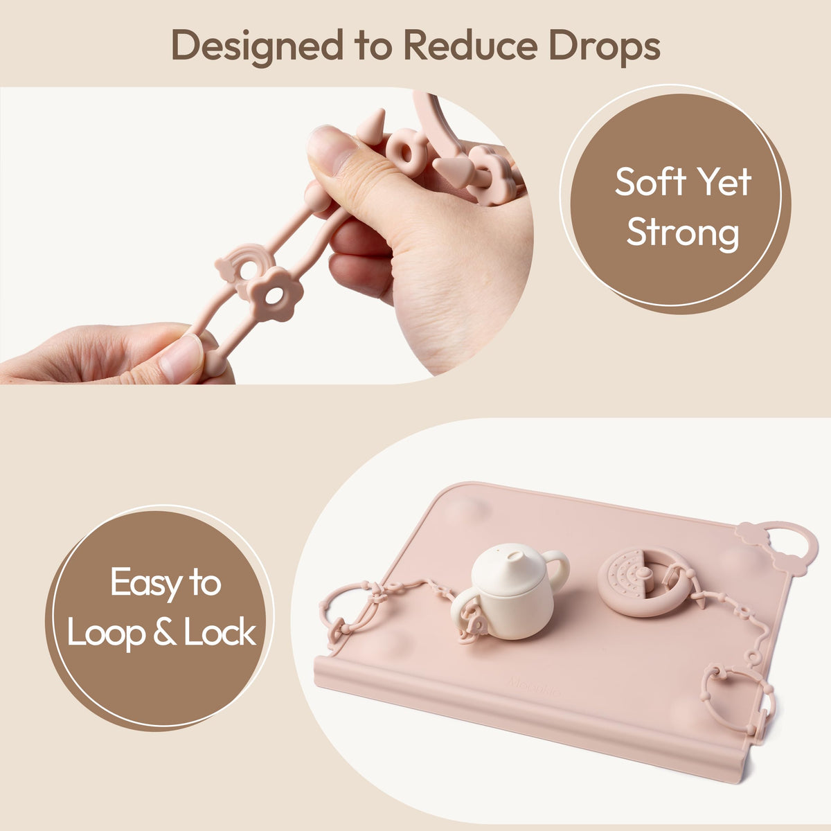 Silicone Suction Placemat for Baby: 4 Suction Bases Prevent Spills