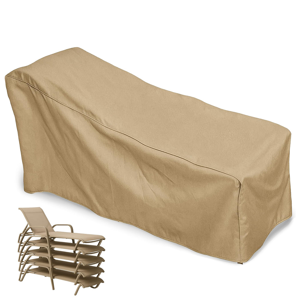 Stacked Outdoor Chaise Cover for 4-8 Loungers, Premium Tight Weave