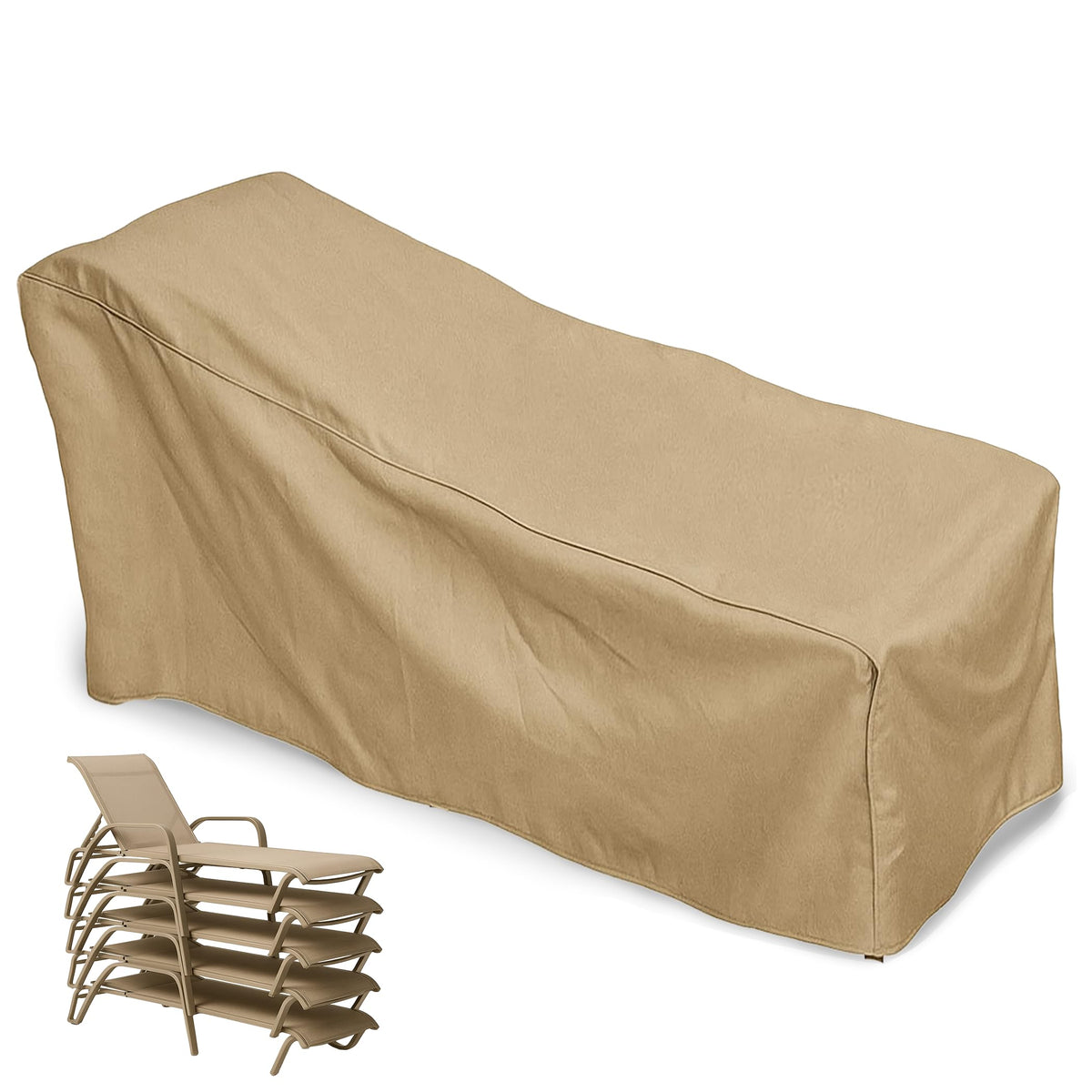 Stacked Outdoor Chaise Cover for 4-8 Loungers, Premium Tight Weave