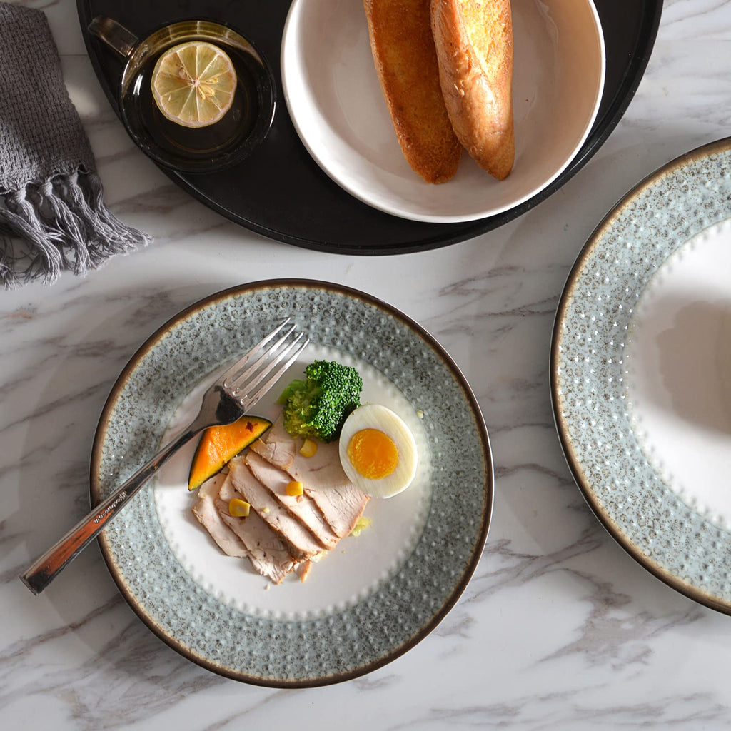 Melamine Dinnerware Sets,12pcs Plates and Bowls Sets, Unbreakable and Lightweight Summer Outdoor Dishes ,Yachts and