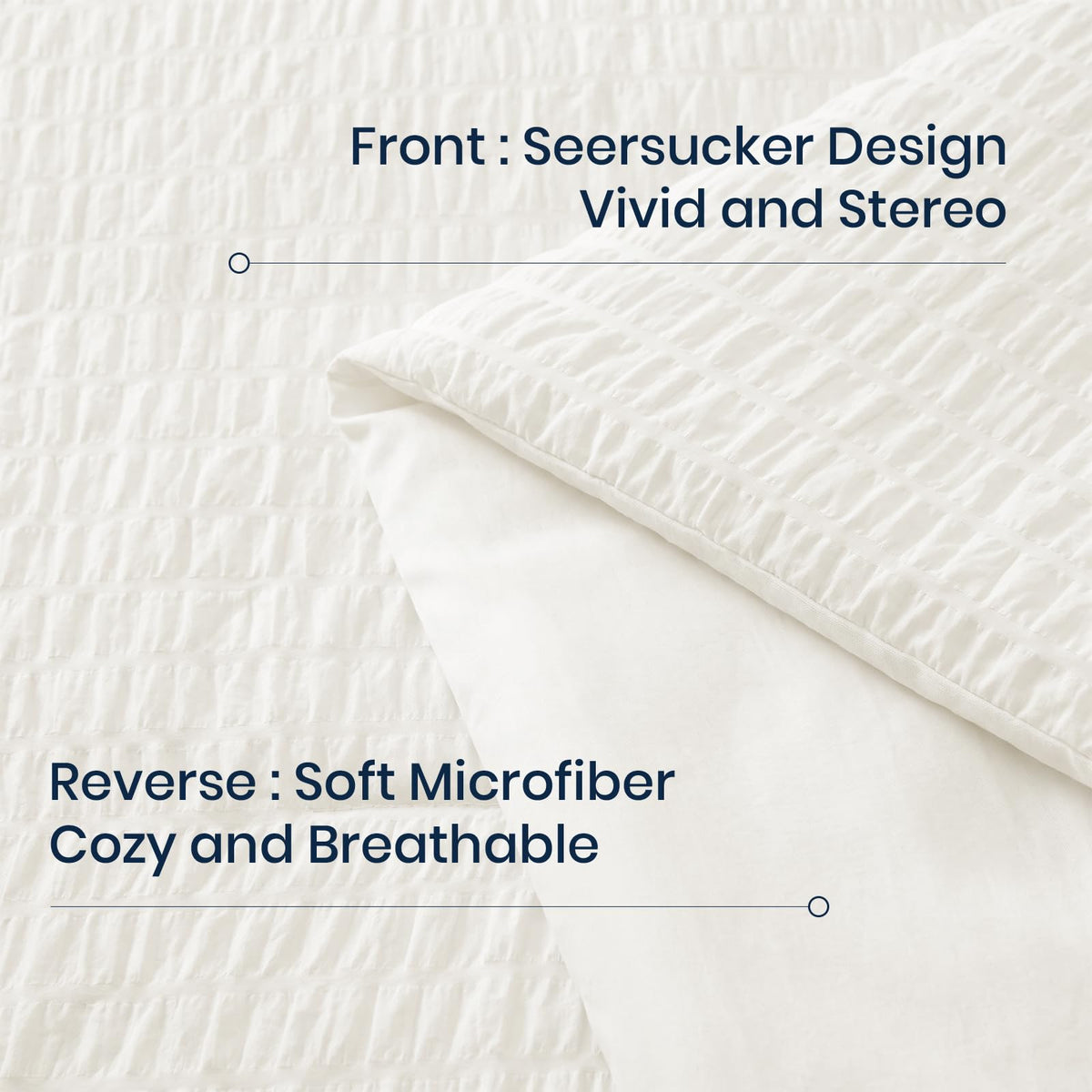 Beige Comforter Set - 3 Pieces Seersucker Lightweight Bedding Comforter Sets (1 Soft Fluffy Comforter & 2