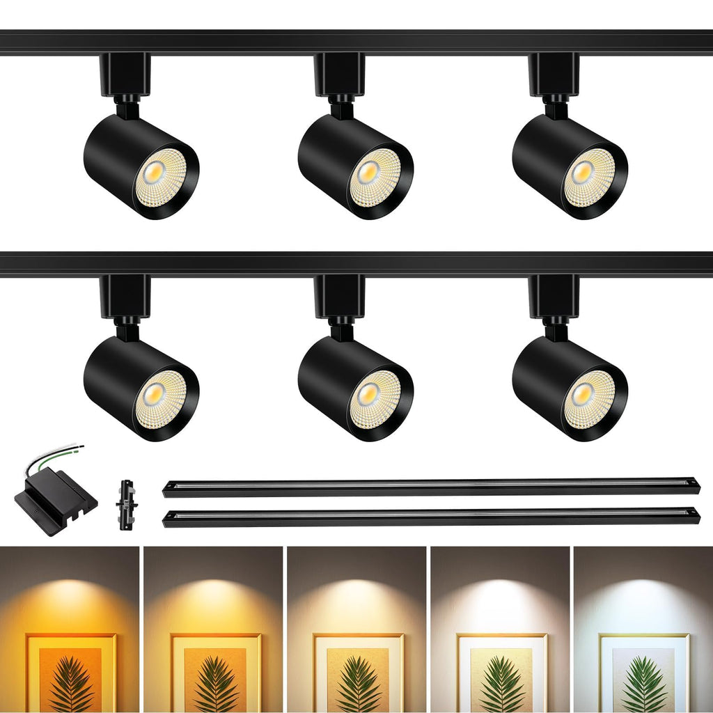 LED Track Lighting Kit with H Type Track Lighting Rail, Dimmable Track Lights with Floating Canopy, Ceiling