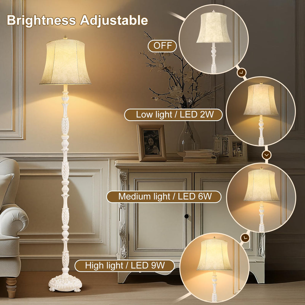 Rustic 66" Wash White Floor Lamp Bedroom