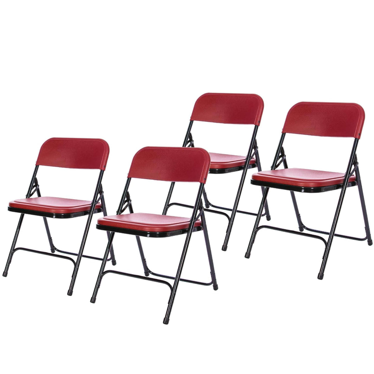 800 Series Steel Frame Premium Light Weight Plastic Seat and Back Stacking Folding Chair with Double Brace, 480 lbs